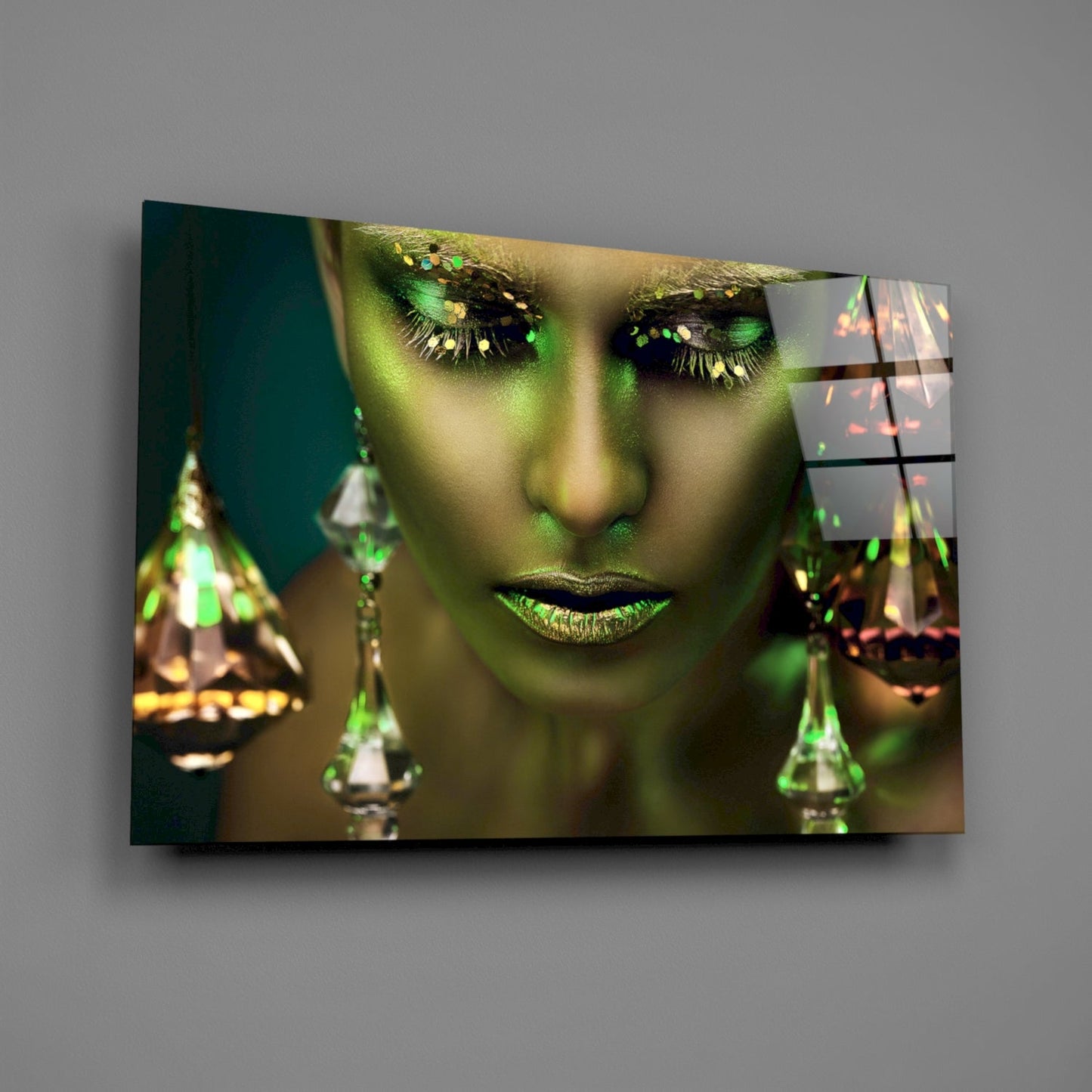 Crystal Gold Woman Glass Wall Art