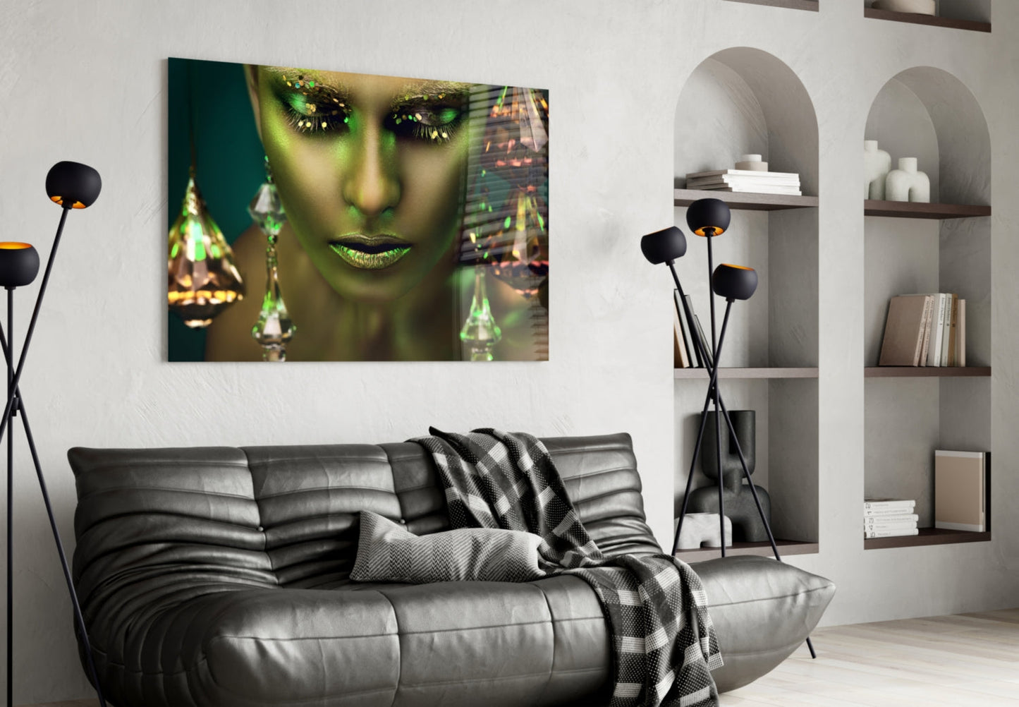 Crystal Gold Woman Glass Wall Art