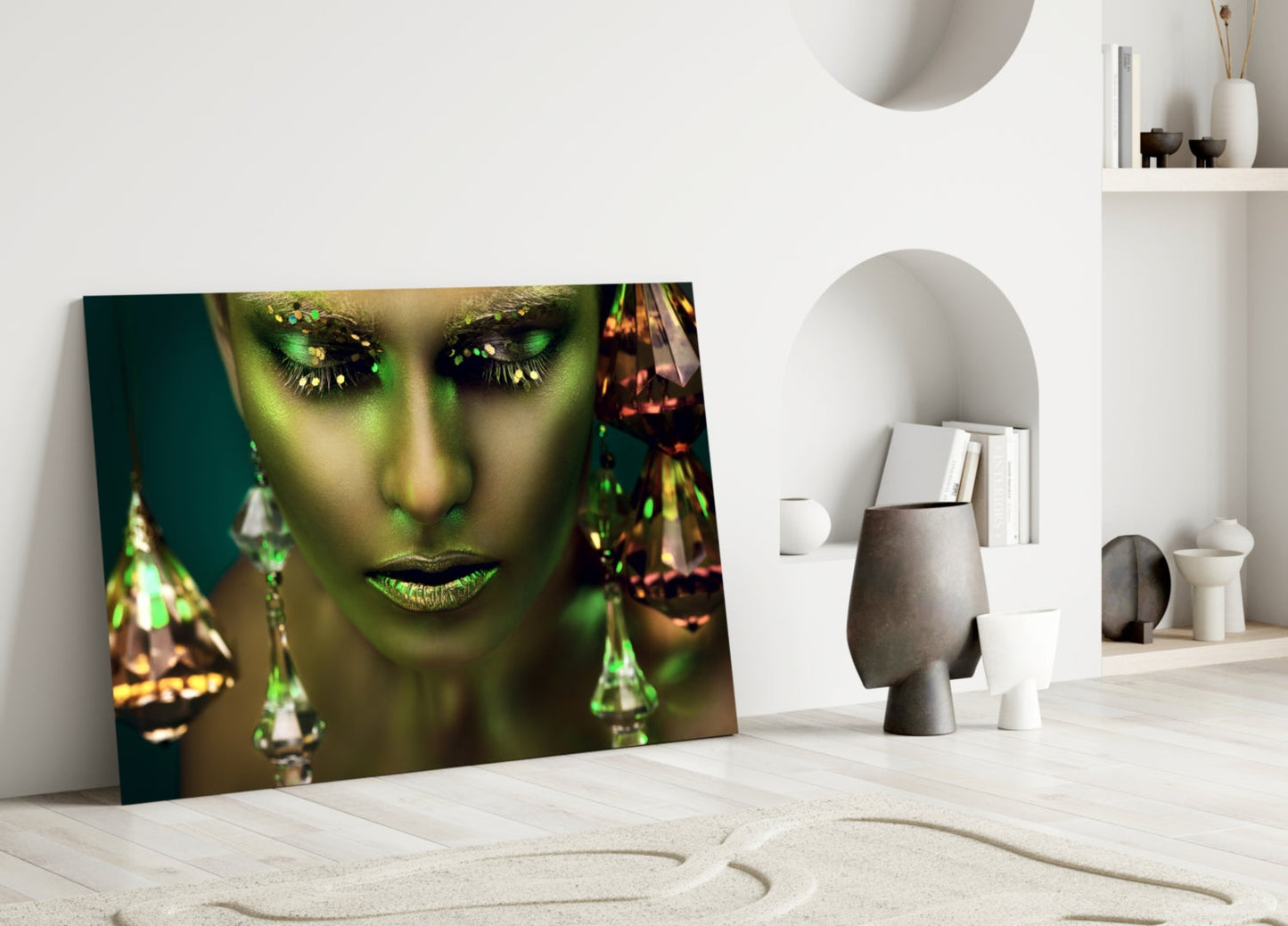 Crystal Gold Woman Glass Wall Art