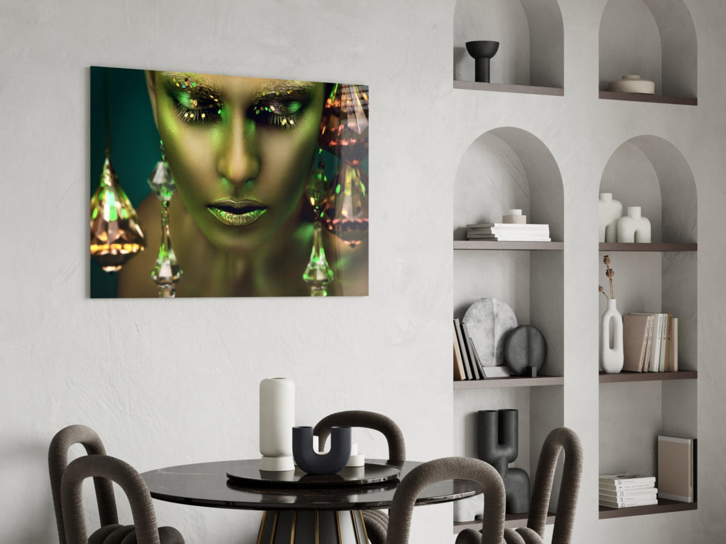 Crystal Gold Woman Glass Wall Art