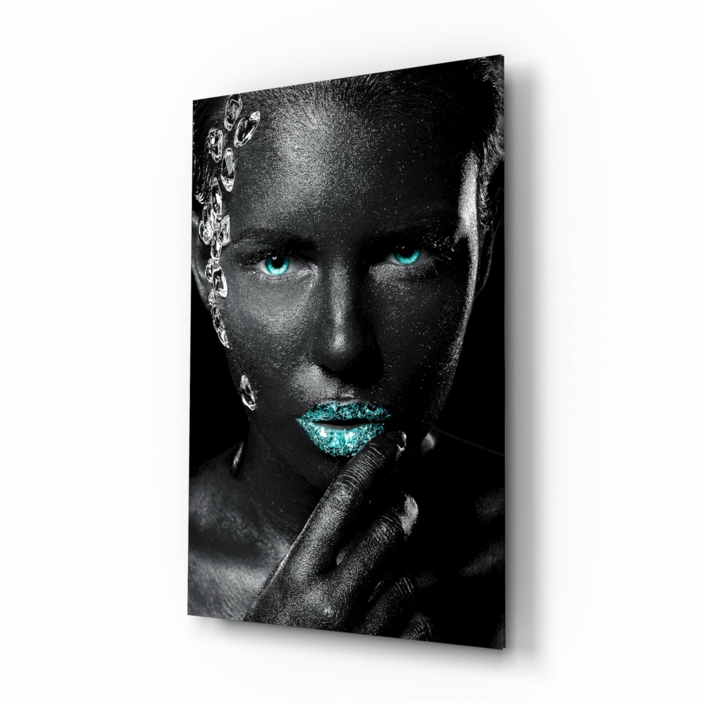 Woman in Crystal glass wall art, glamour portrait