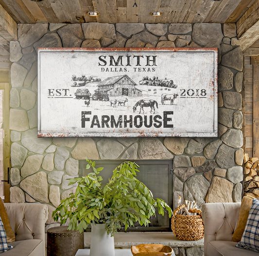 Rustic Farmhouse Personalized Sign II Canvas Wall Art
