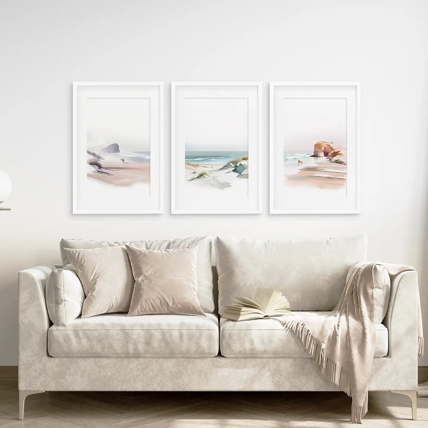 Watercolor Coastal Wall Art Set of 3 Beach Prints