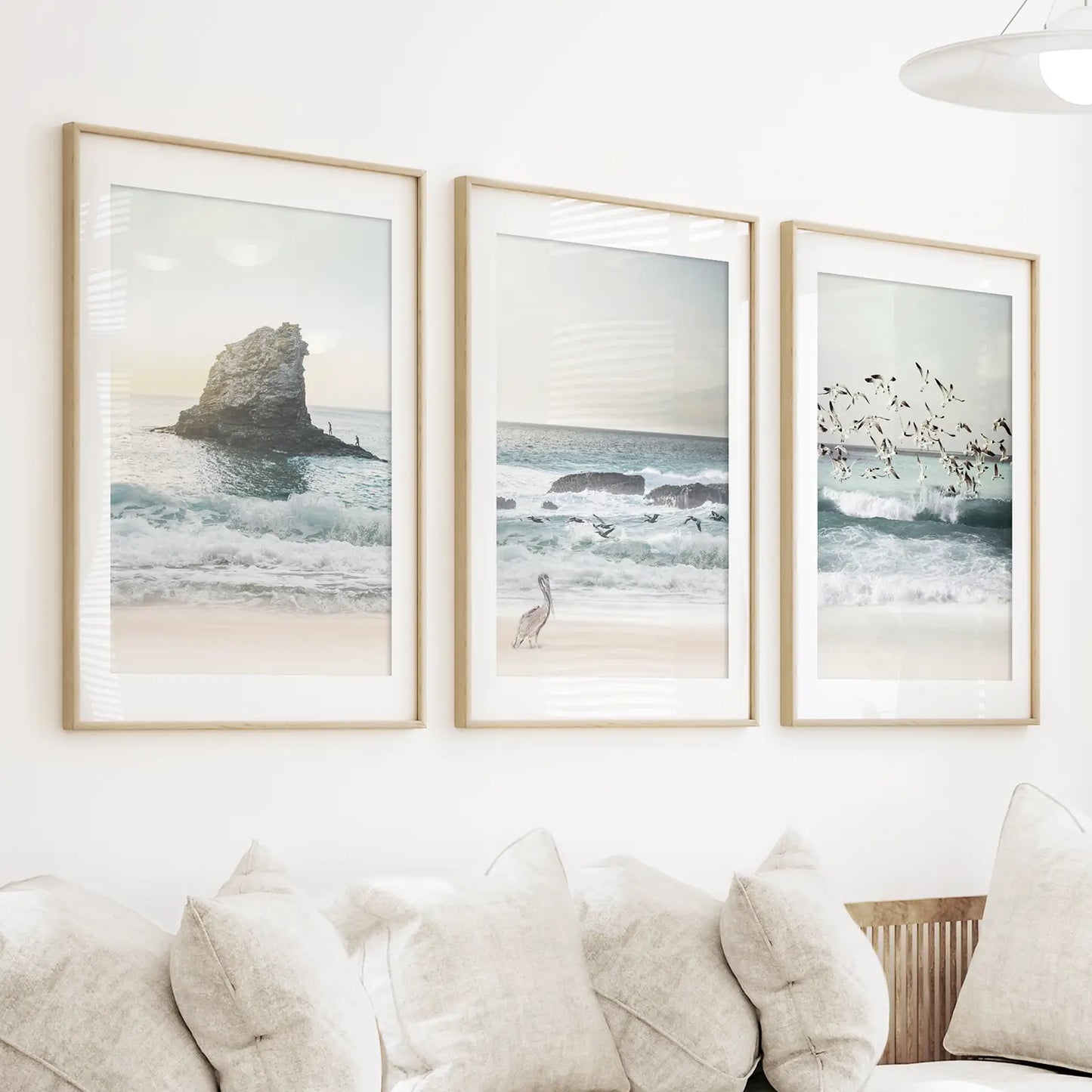 Ocean Beach Rocks Wall Art, Coastal 3 Piece Set
