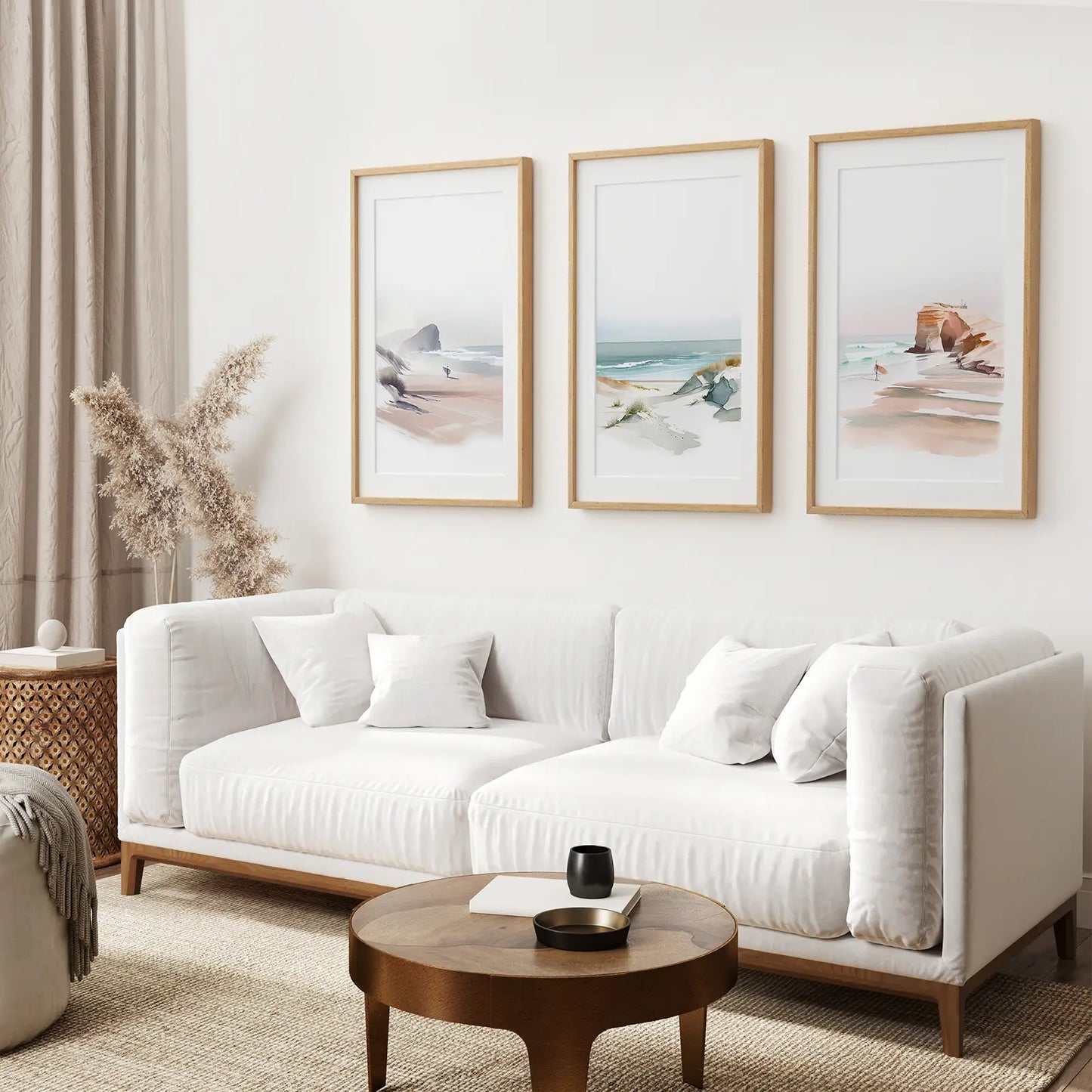 Watercolor Coastal Wall Art Set of 3 Beach Prints