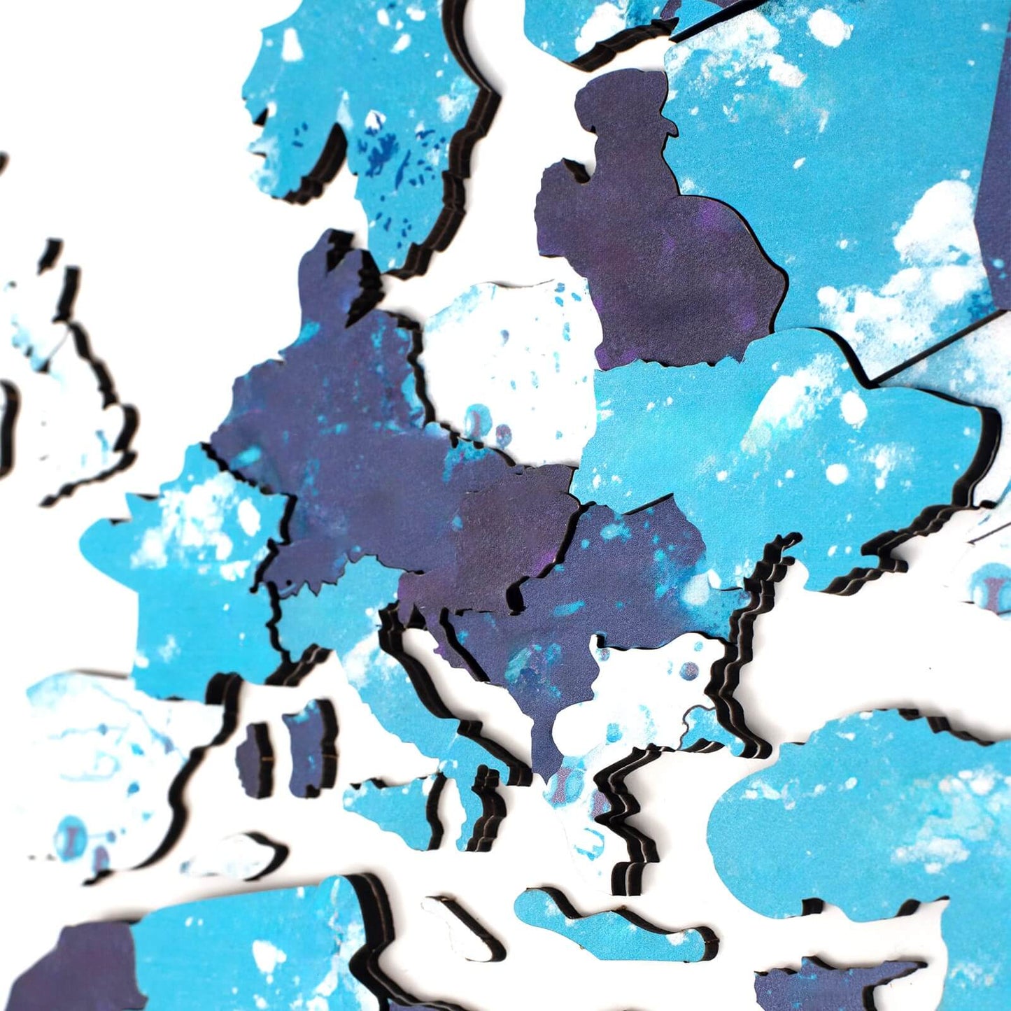 3D Wooden World Map Wall Art - Ocean