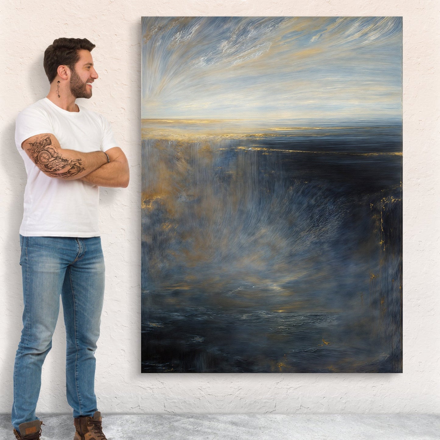 Oceans Lament Coastal Abstract Canvas Wall Art