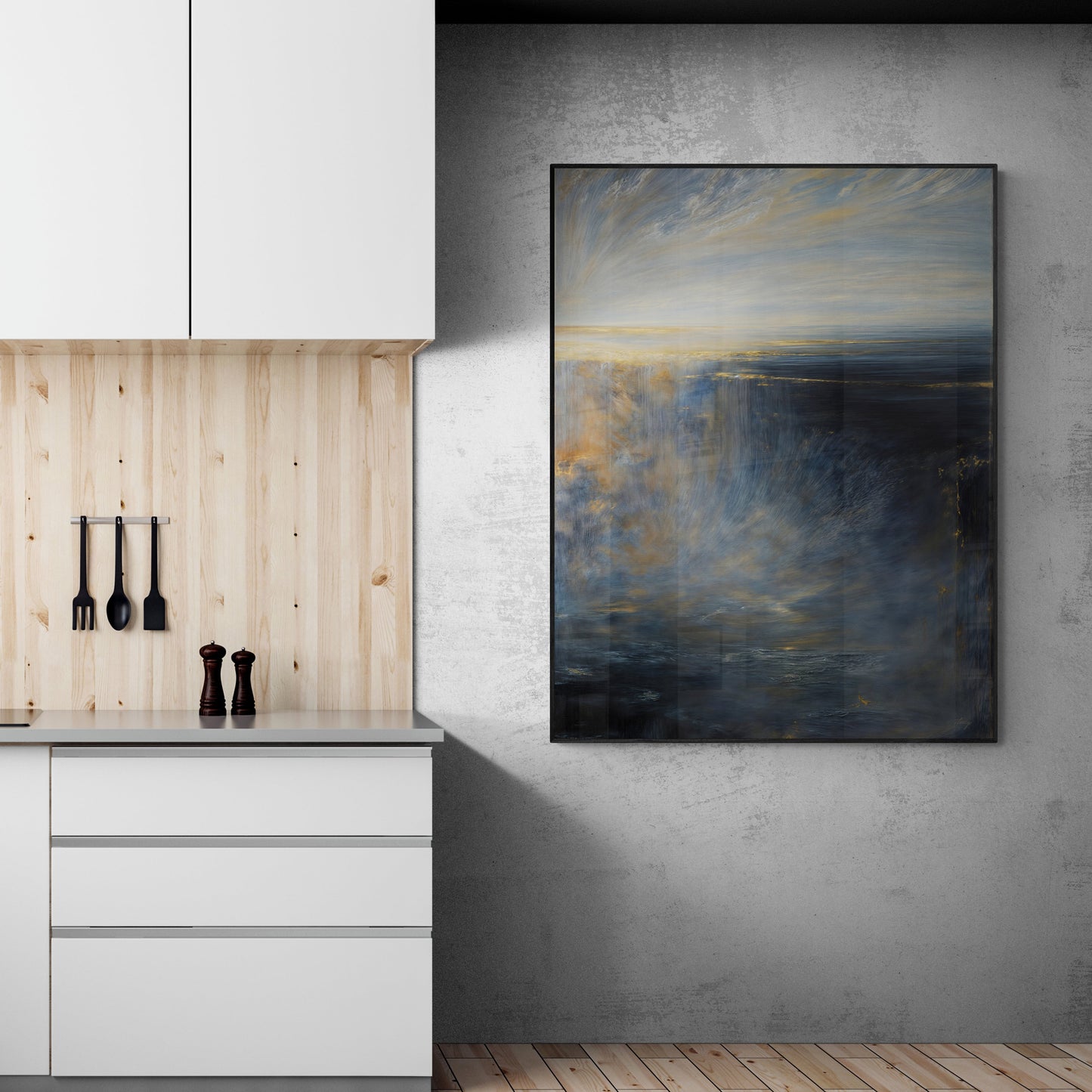Oceans Lament Coastal Abstract Canvas Wall Art