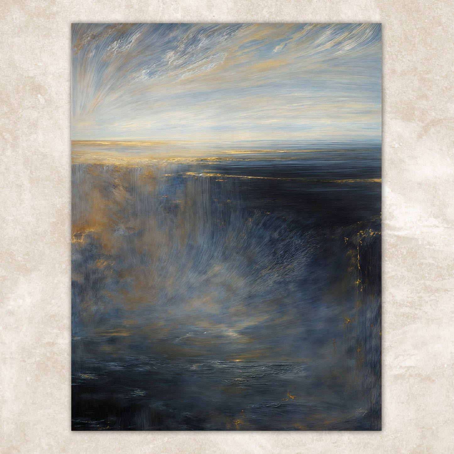 Oceans Lament Coastal Abstract Canvas Wall Art