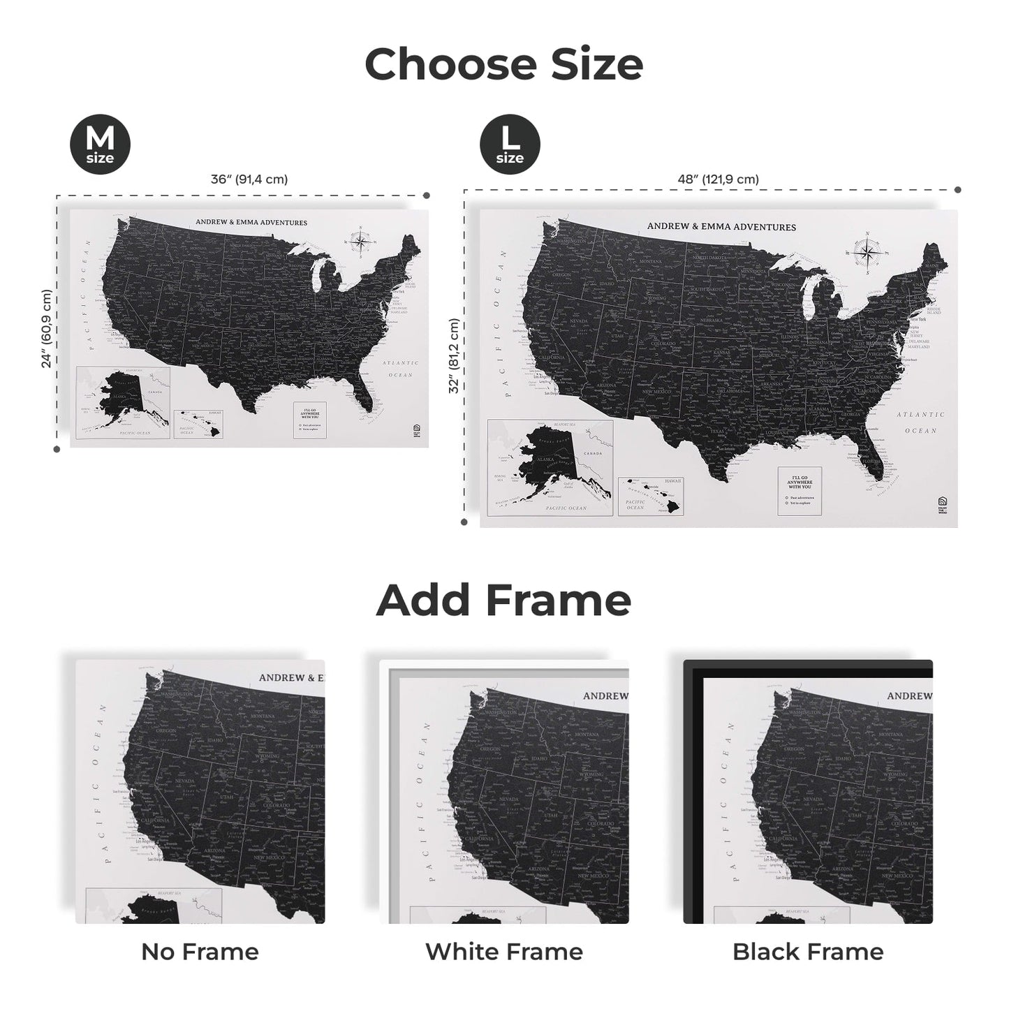 Canvas USA Map Wall Art - Onyx