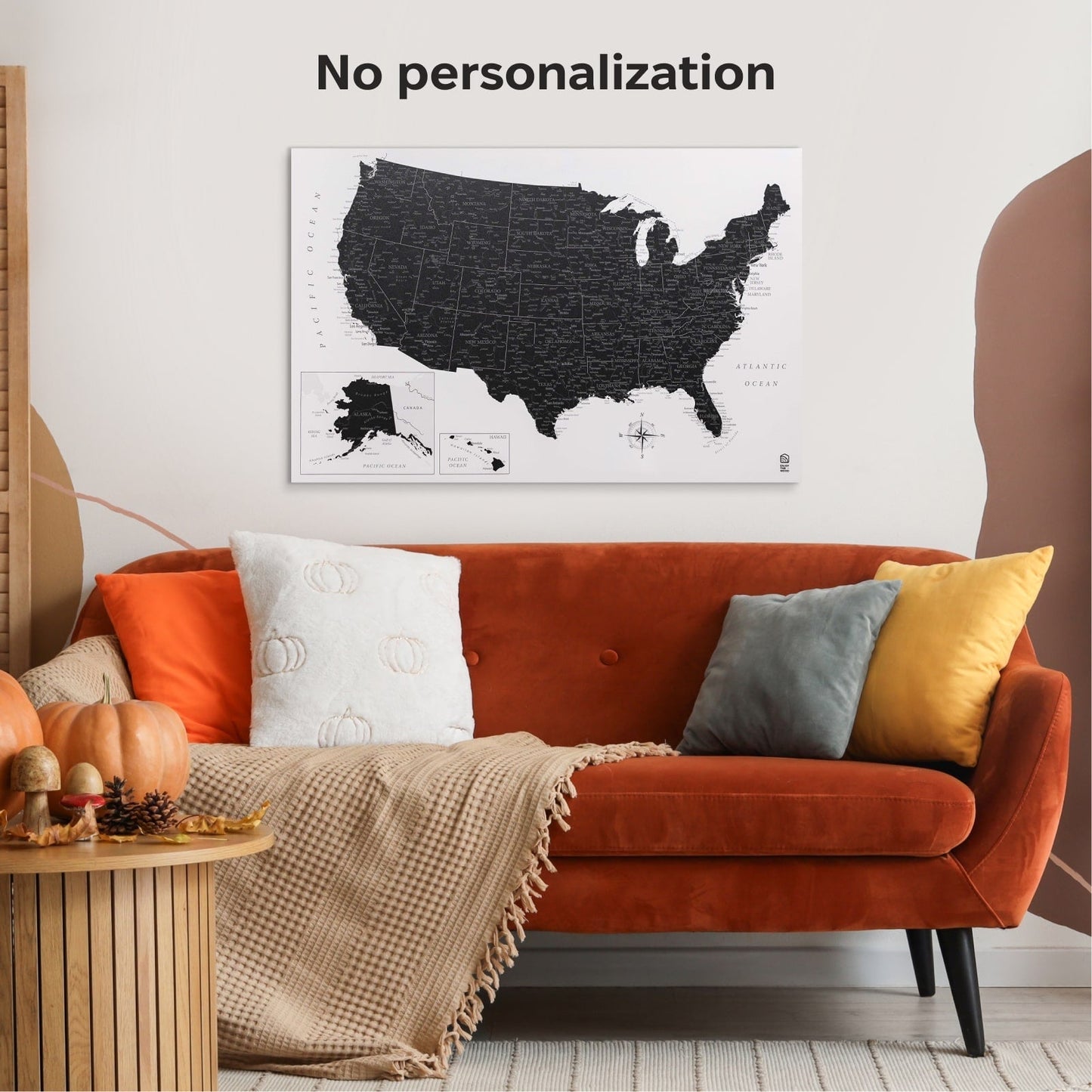 Canvas USA Map Wall Art - Onyx
