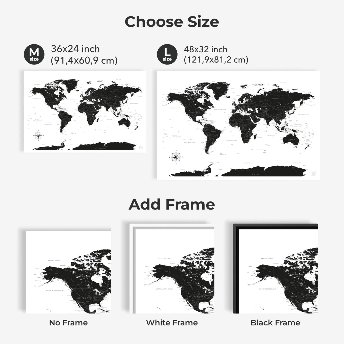 Onyx World Map Canvas Wall Art