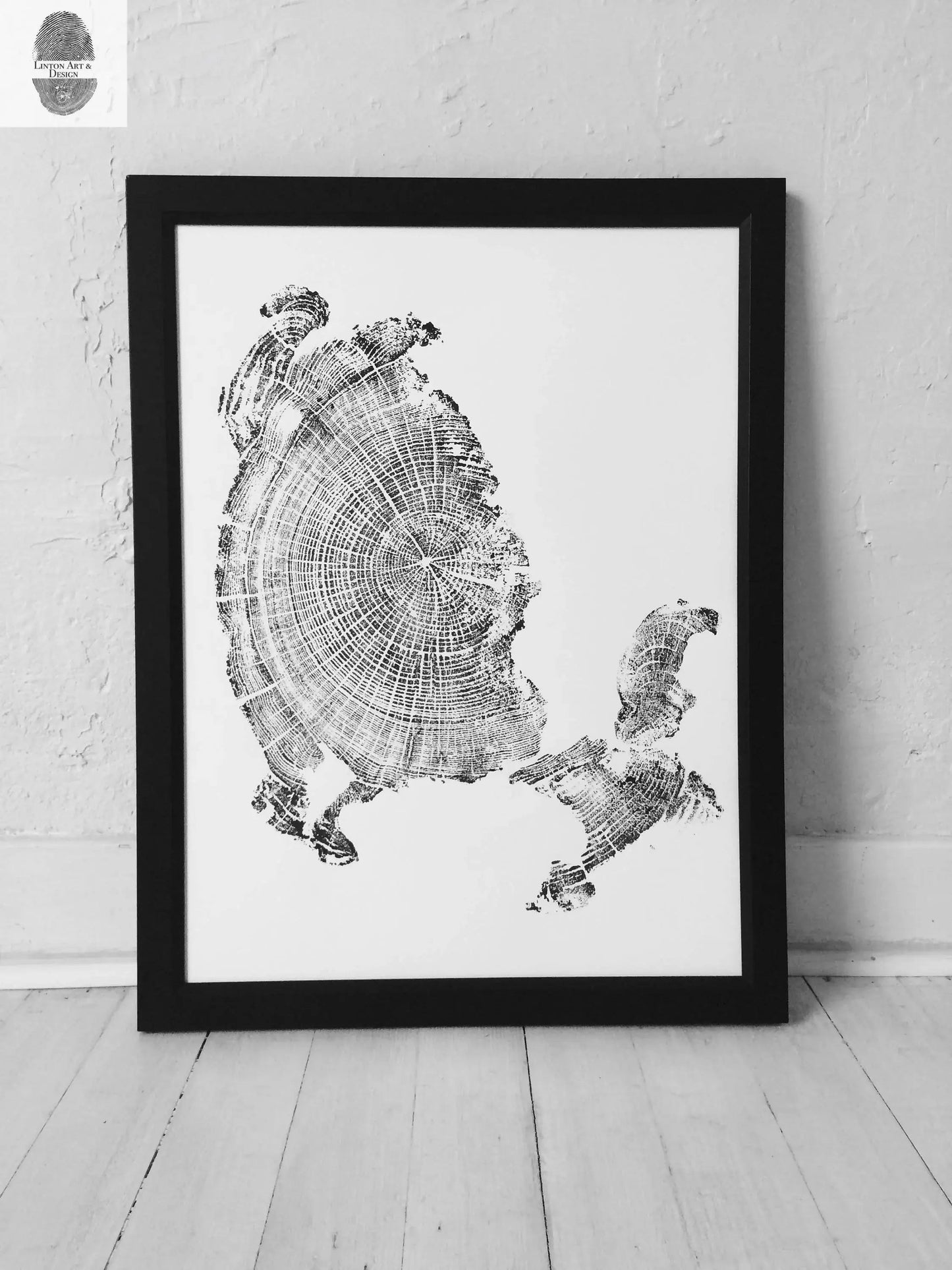 Oregon Coast Driftwood Tree Ring Woodcut Print - Cannon Beach