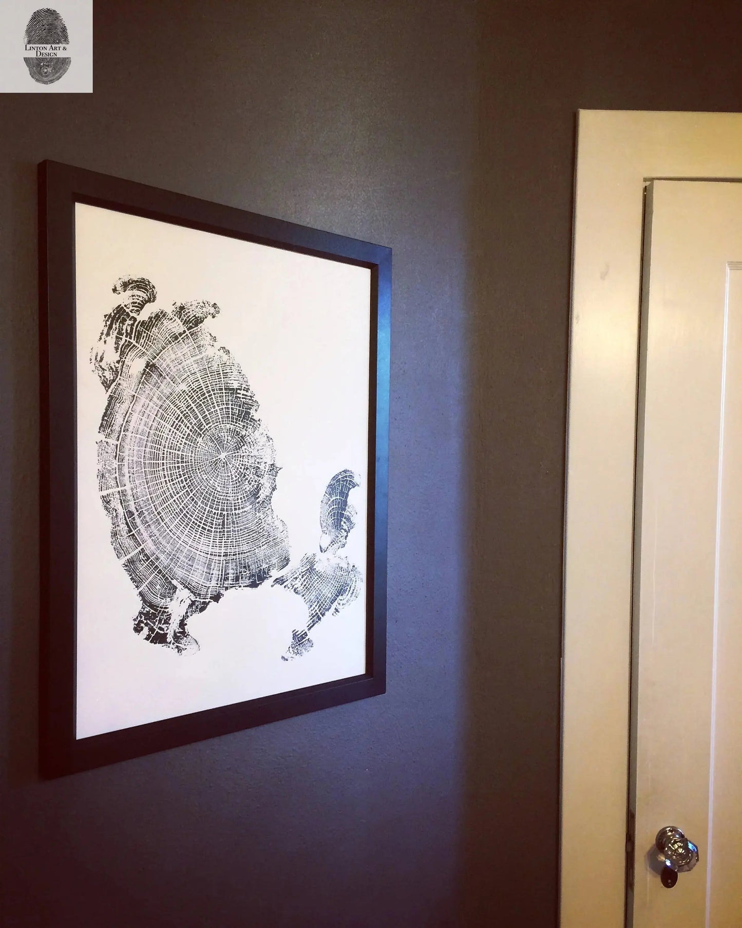 Oregon Coast Driftwood Tree Ring Woodcut Print - Cannon Beach