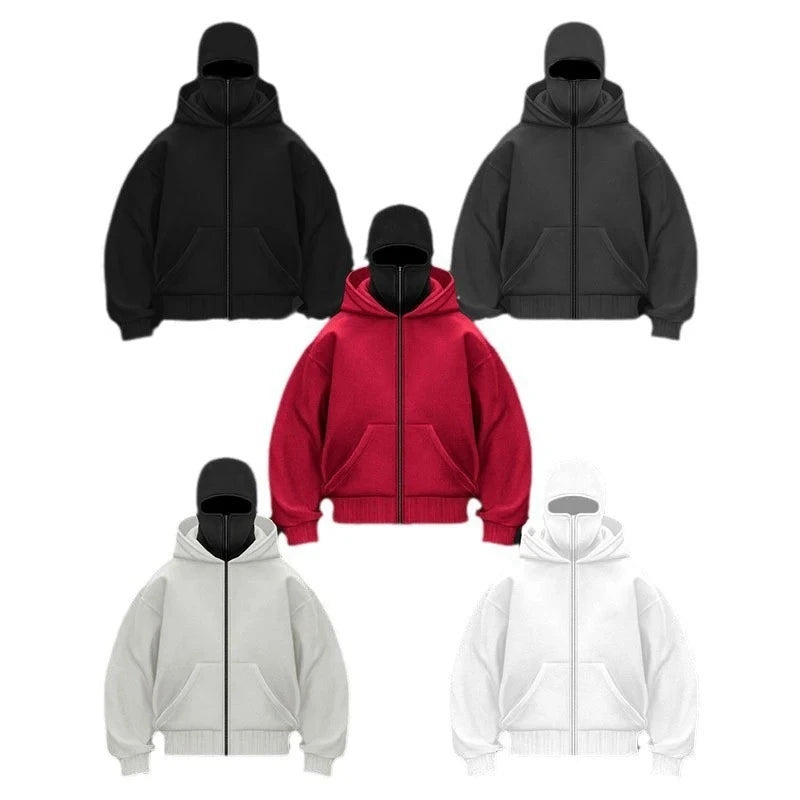 Oversized streetwear balaclava hoodie multiple color options men women
