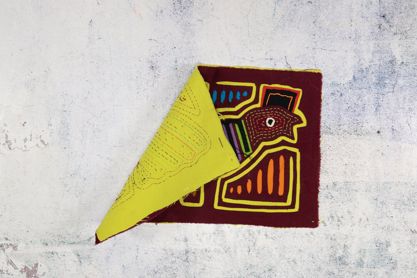 Proud Rooster Mola Tapestry Folk Art Wall Hanging