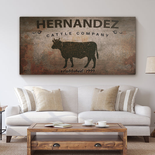 Personalized Cattle Company Ranch Canvas Art