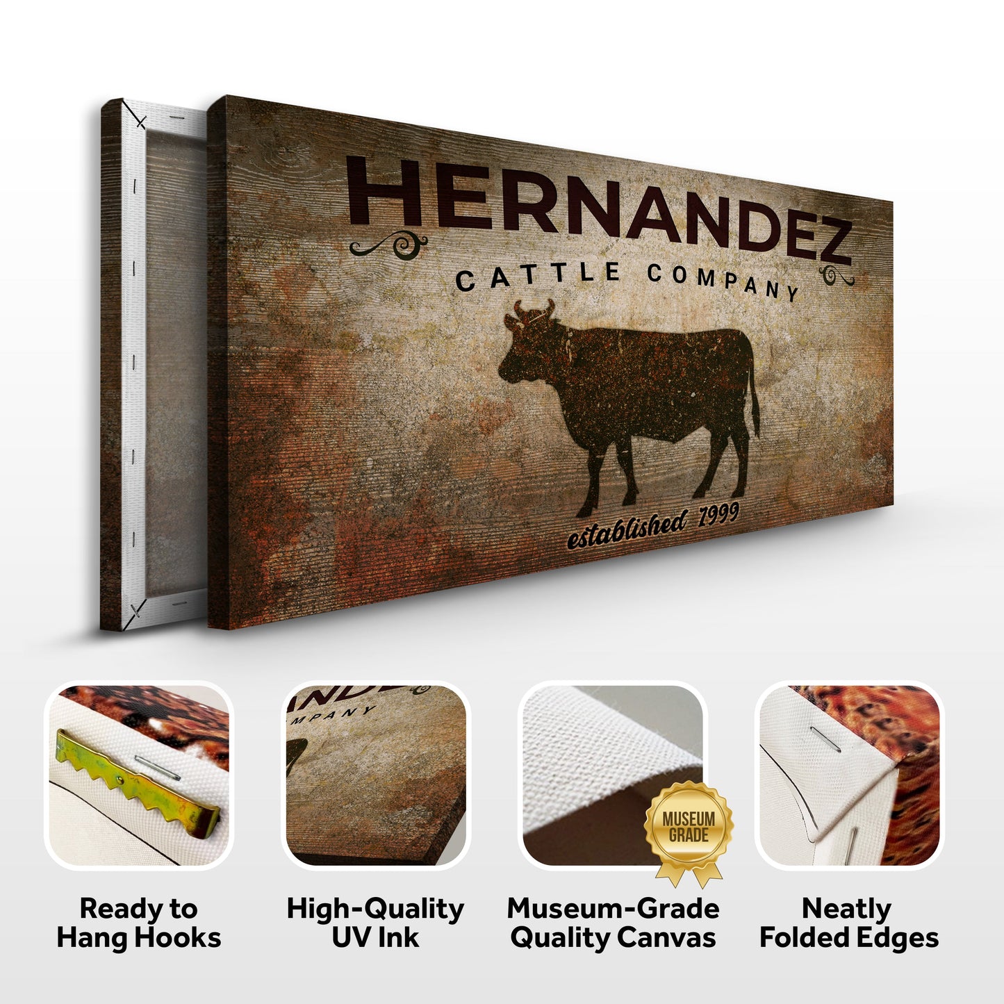 Personalized Cattle Company Ranch Canvas Art