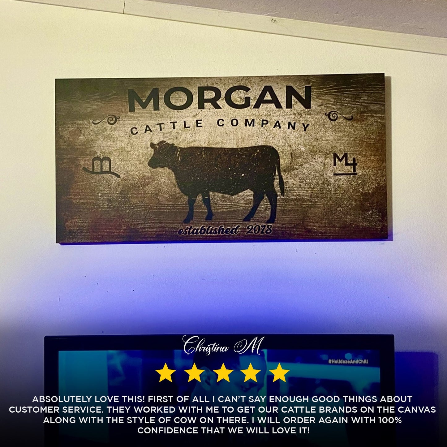 Personalized Cattle Company Ranch Canvas Art