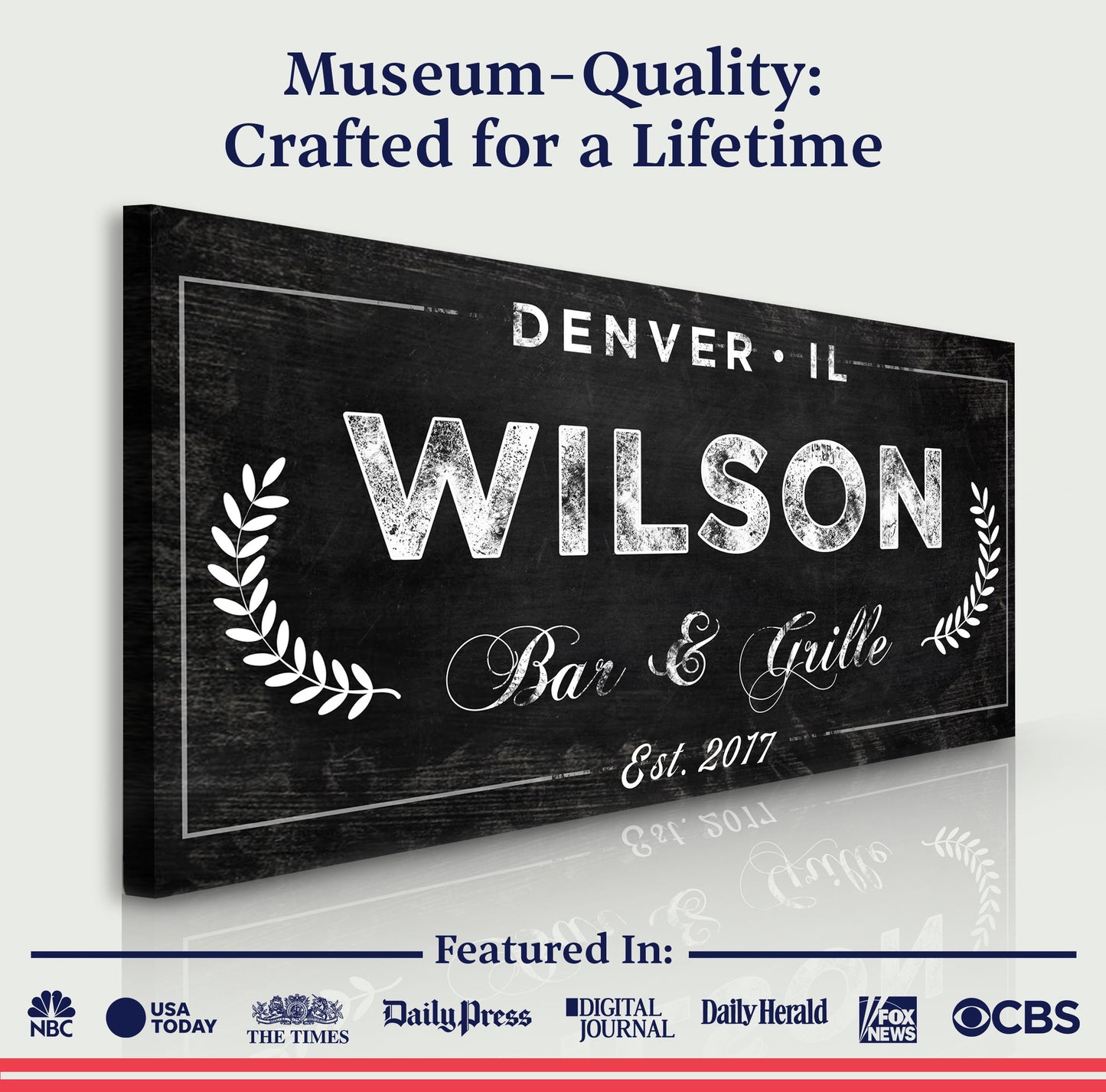 Bar and Grill Canvas Wall Art Sign