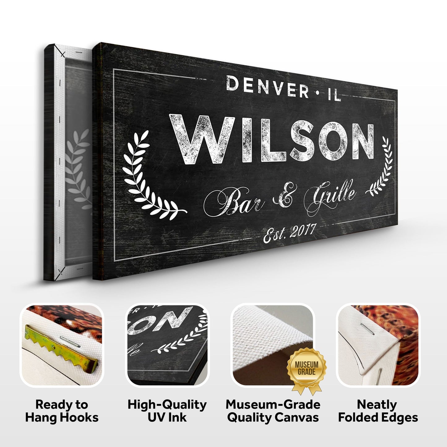 Bar and Grill Canvas Wall Art Sign