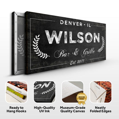 Bar and Grill Canvas Wall Art Sign
