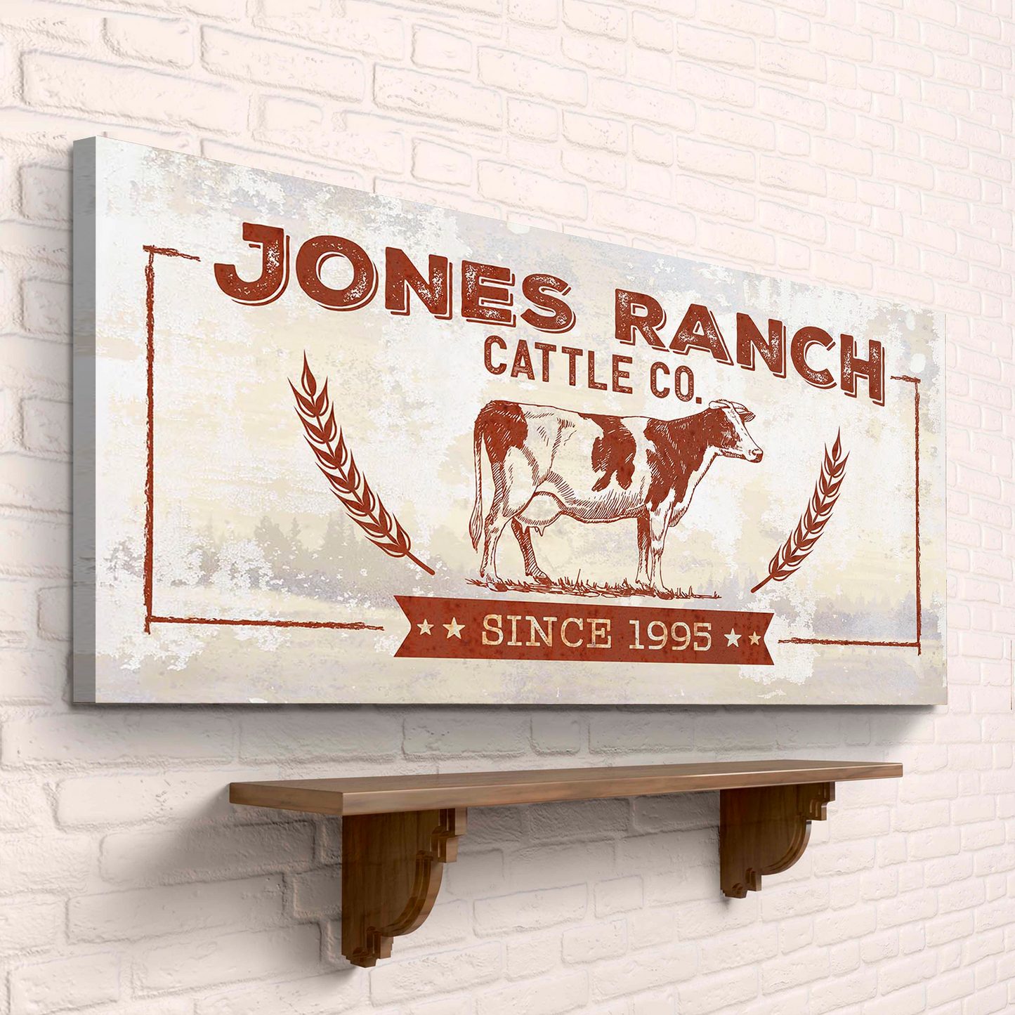 Ranch Cattle Co Rustic Sign Personalized Canvas Wall Art
