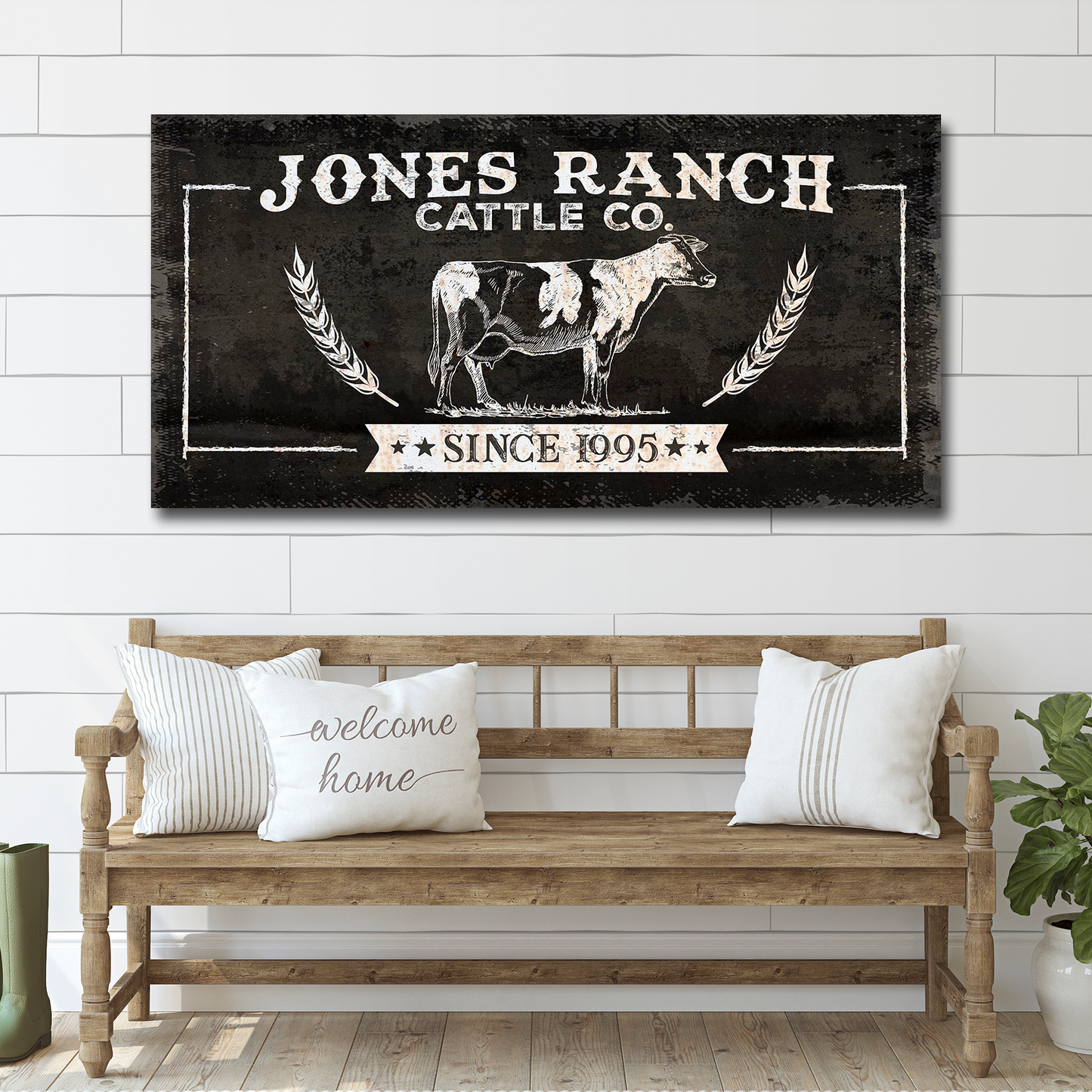 Ranch Cattle Co Rustic Sign Personalized Canvas Wall Art