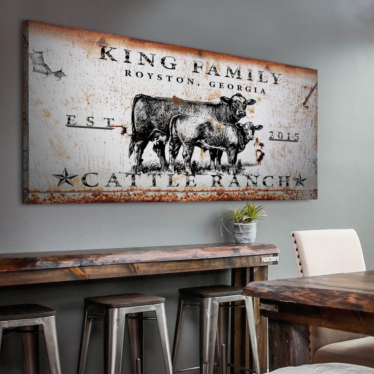 Cattle Ranch Personalized Canvas Sign