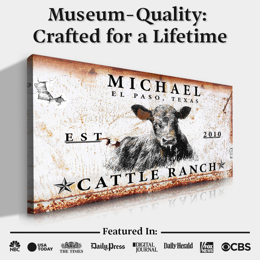 Cattle Ranch Sign Personalized Canvas Wall Art