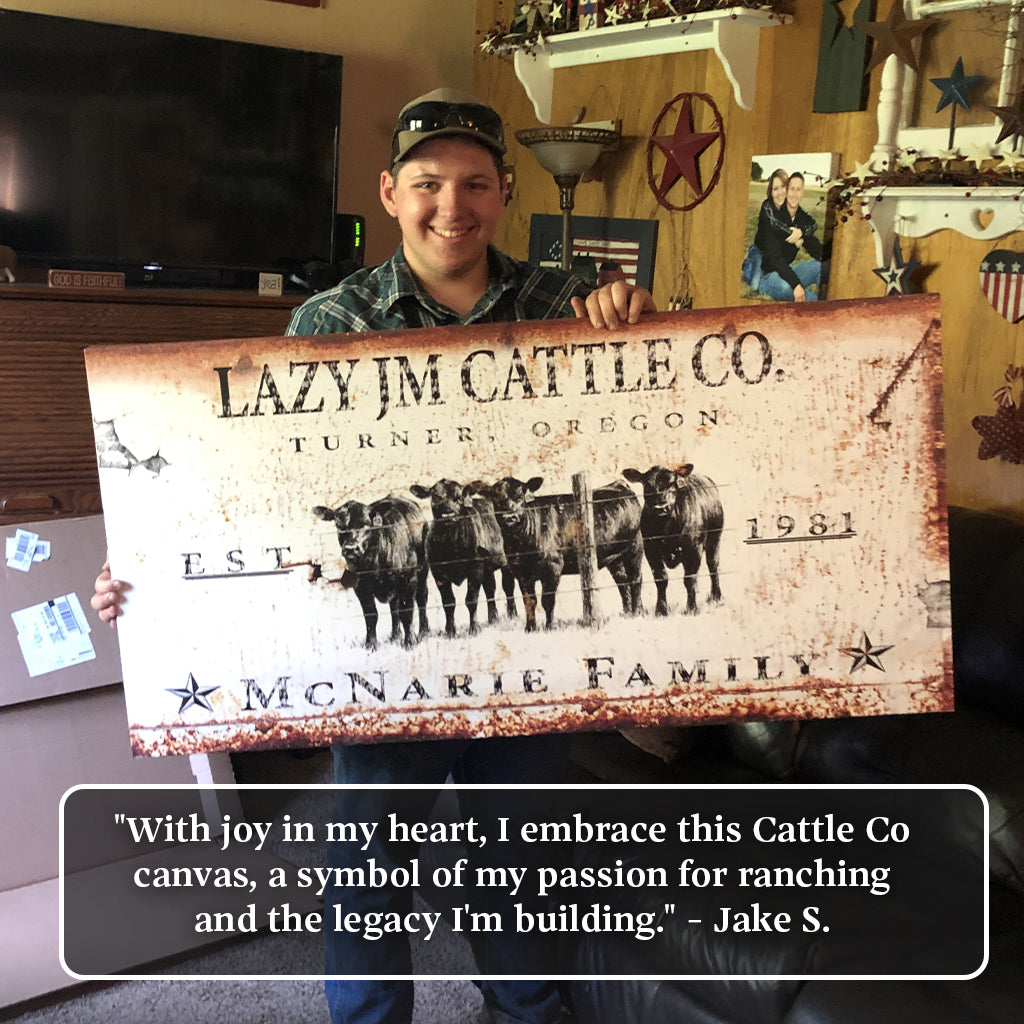 Cattle Ranch Sign Personalized Canvas Wall Art