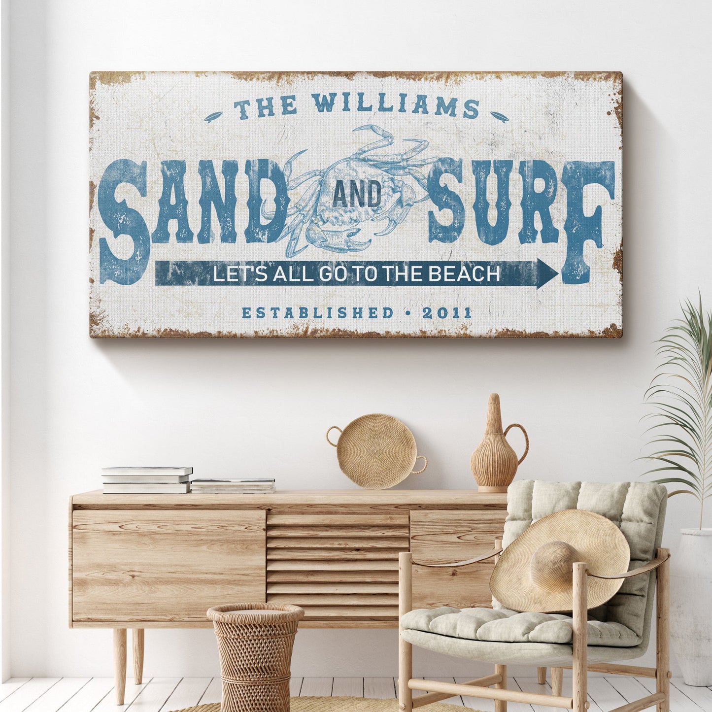 Sand and Surf Beach House Canvas Wall Art