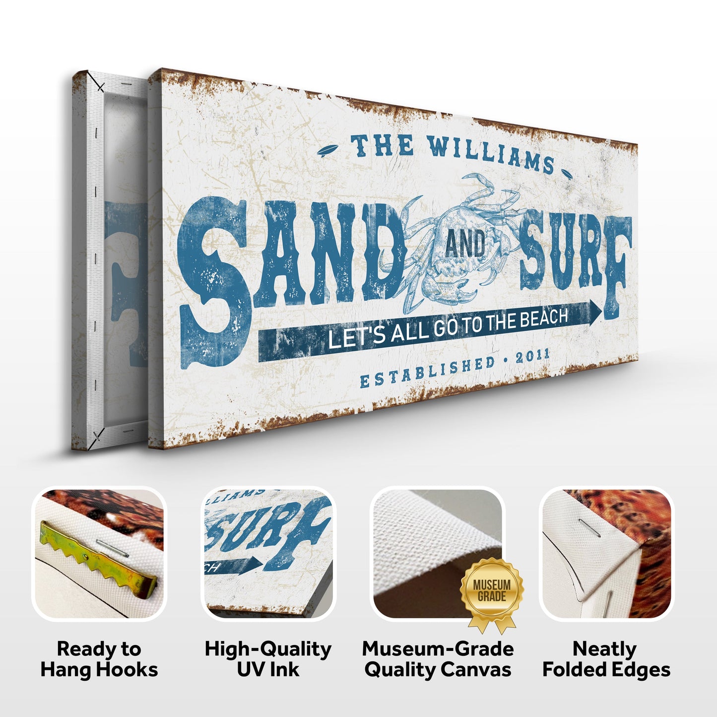Sand and Surf Beach House Canvas Wall Art