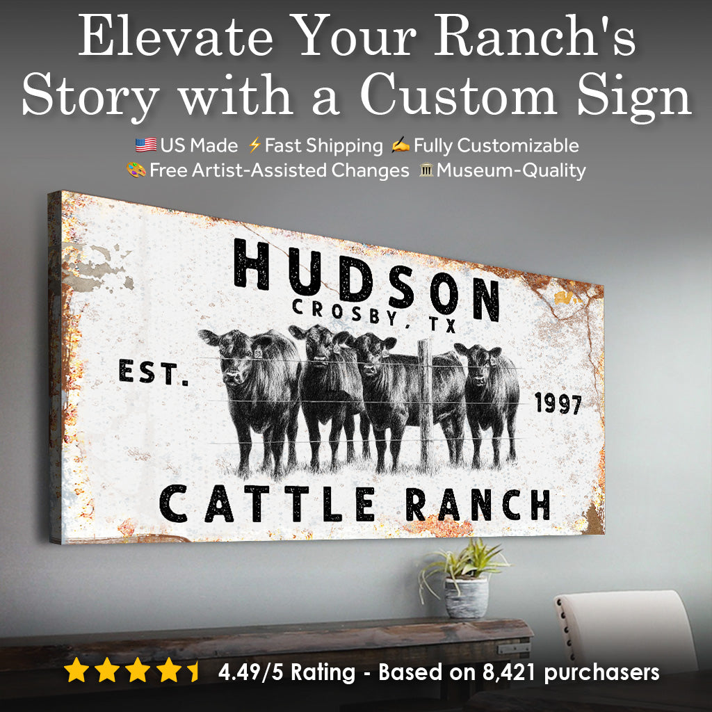 Cattle Ranch Rustic Canvas Wall Art