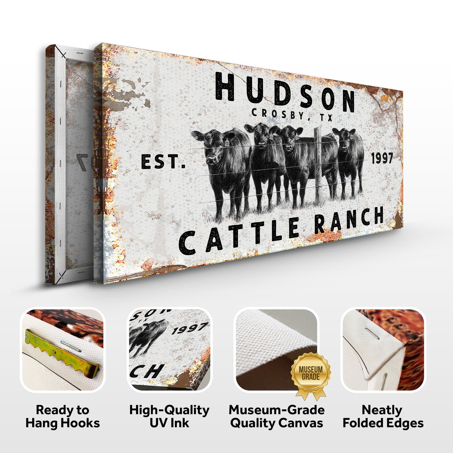 Cattle Ranch Rustic Canvas Wall Art