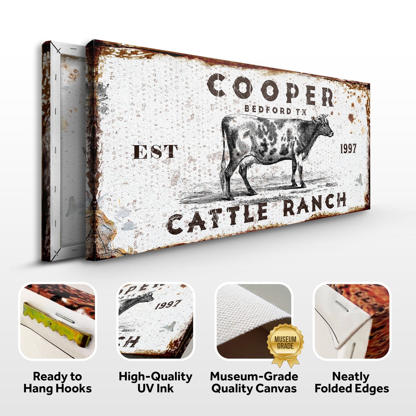 Cattle Ranch Farmhouse Canvas Sign III