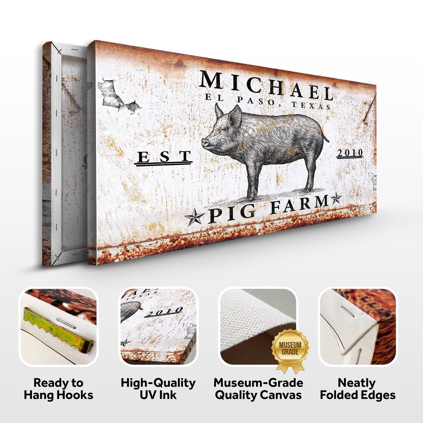 Pig Farm Canvas Wall Art Sign