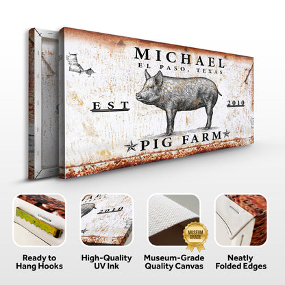 Pig Farm Canvas Wall Art Sign