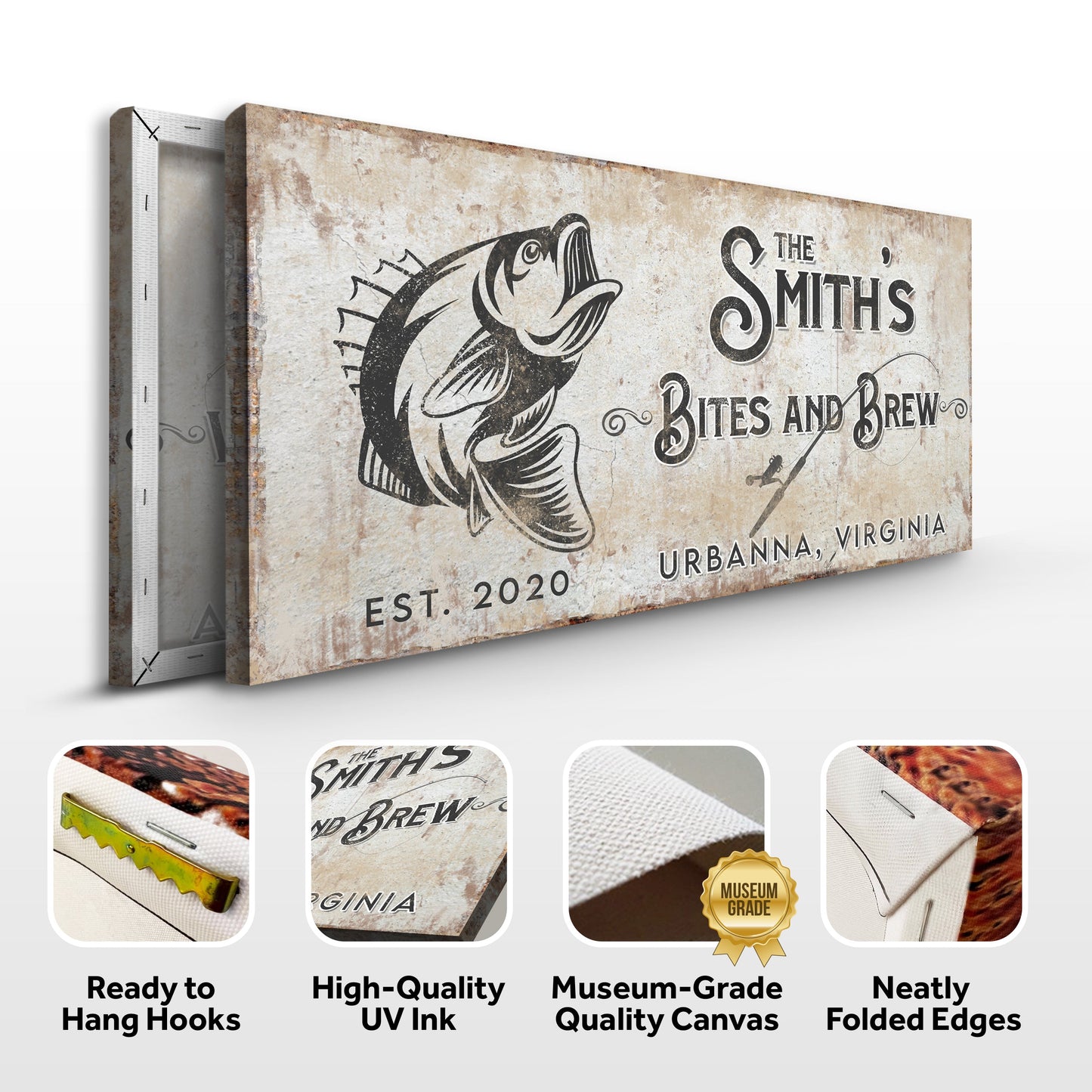 Bites and Brews Canvas Wall Art Sign