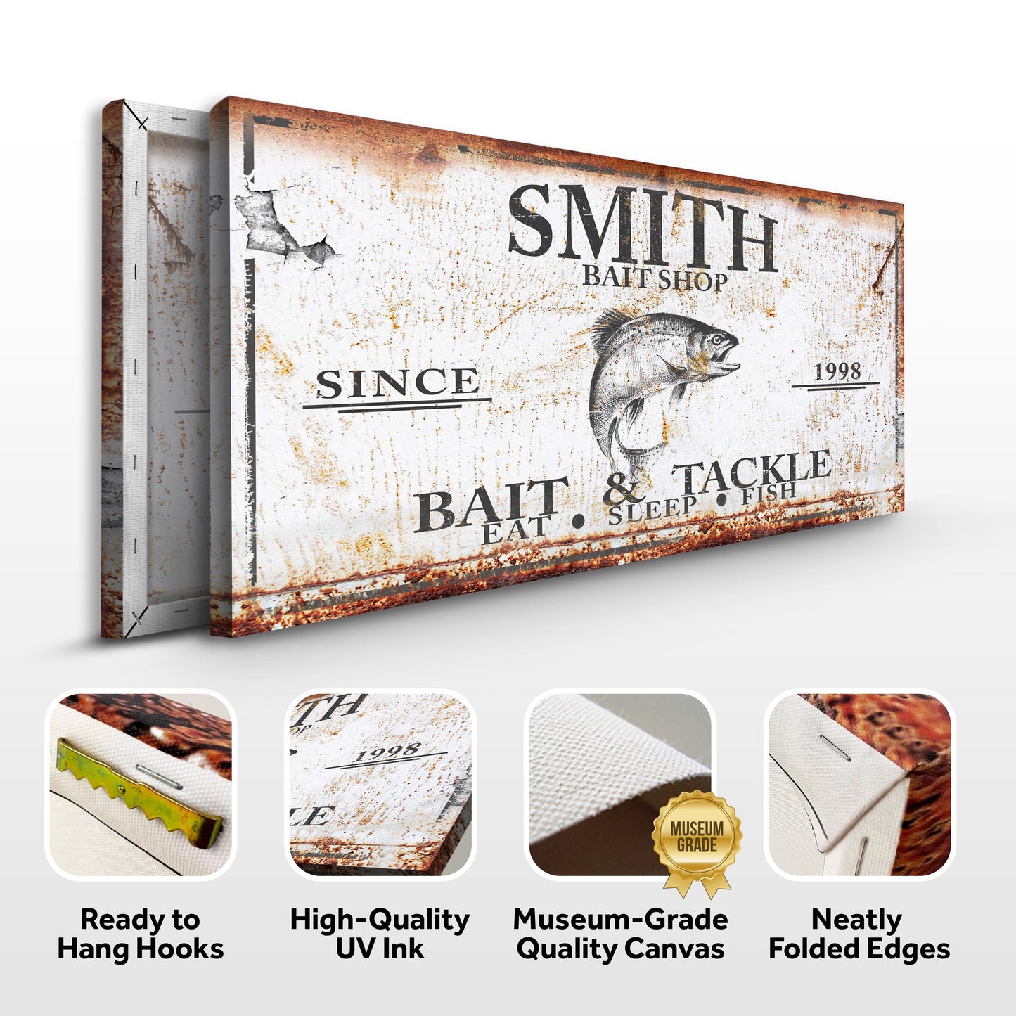 Bait and Tackle Canvas Wall Art Sign