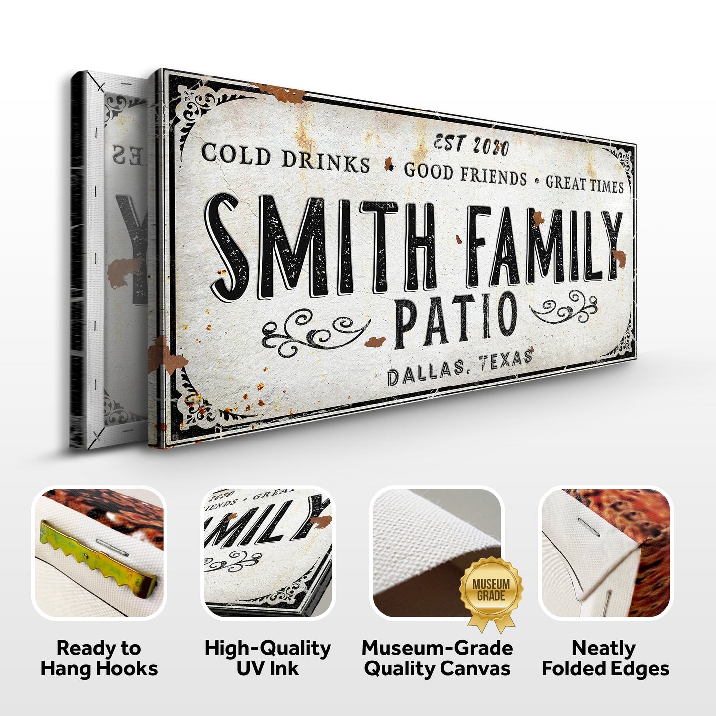 Family Patio Sign Personalized Canvas Wall Art