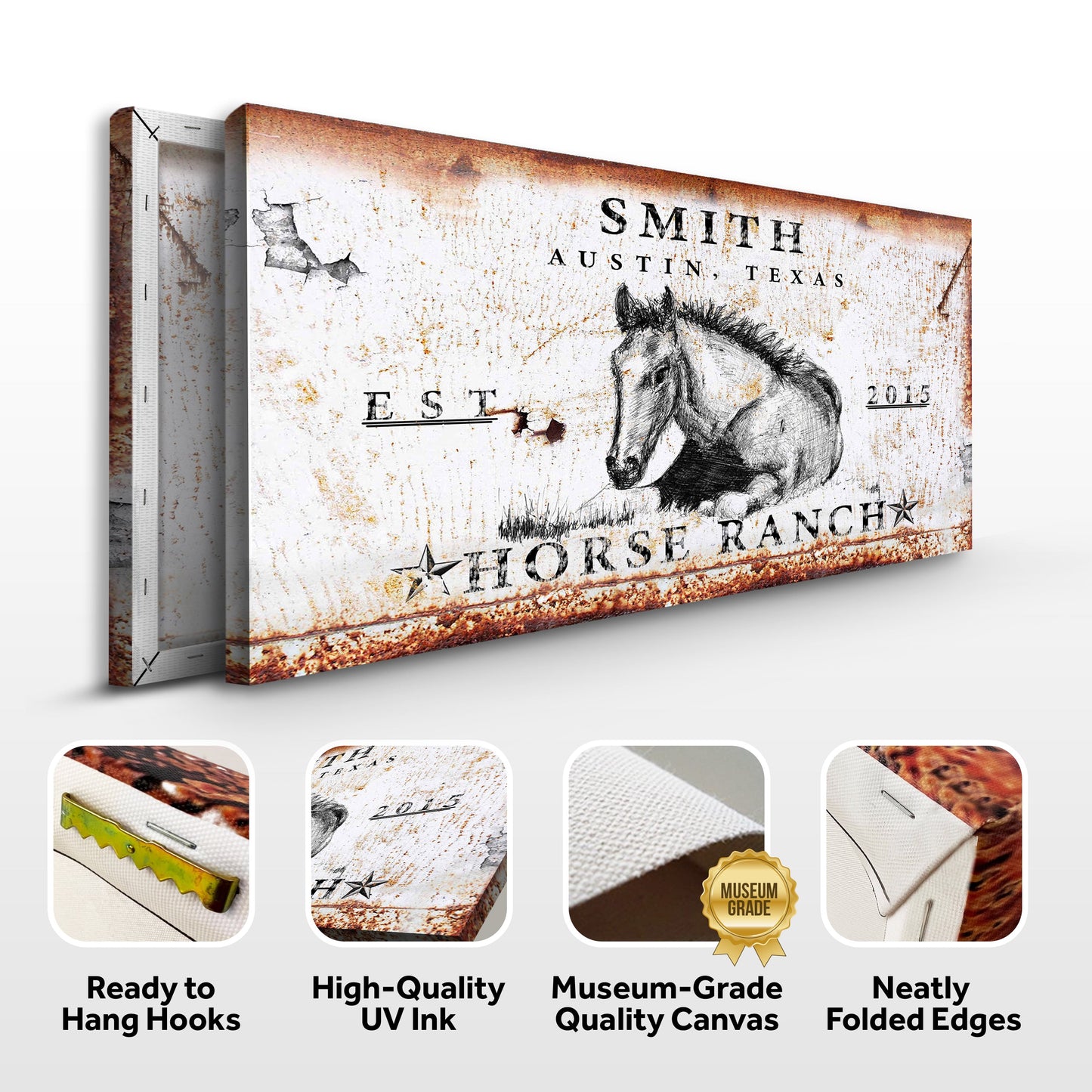 Rustic Horse Ranch Farmhouse Canvas Wall Art