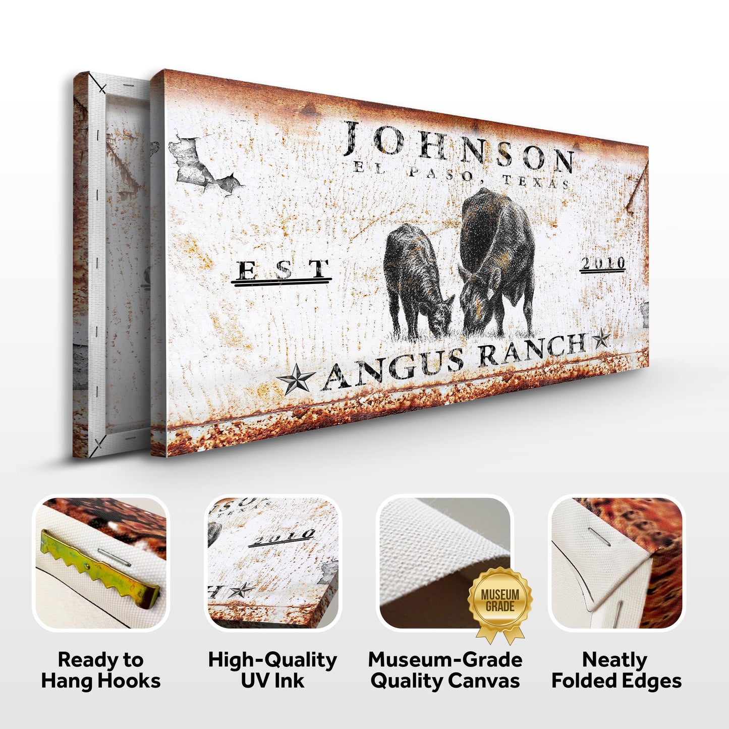 Angus Ranch Sign Personalized Canvas Wall Art