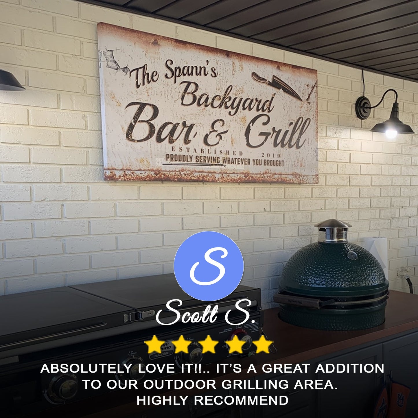 Backyard Bar and Grill Sign Personalized Canvas Wall Art