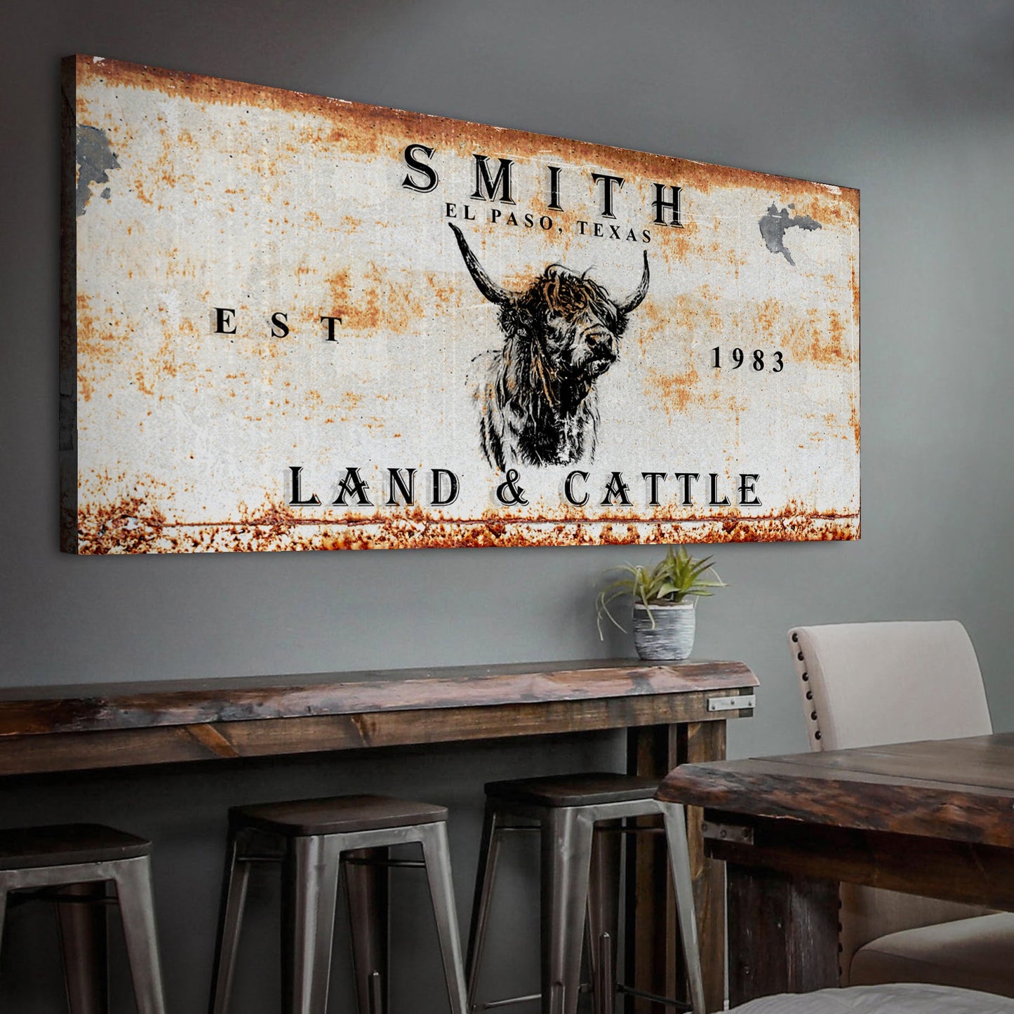 Land and Cattle Rustic Canvas Wall Art