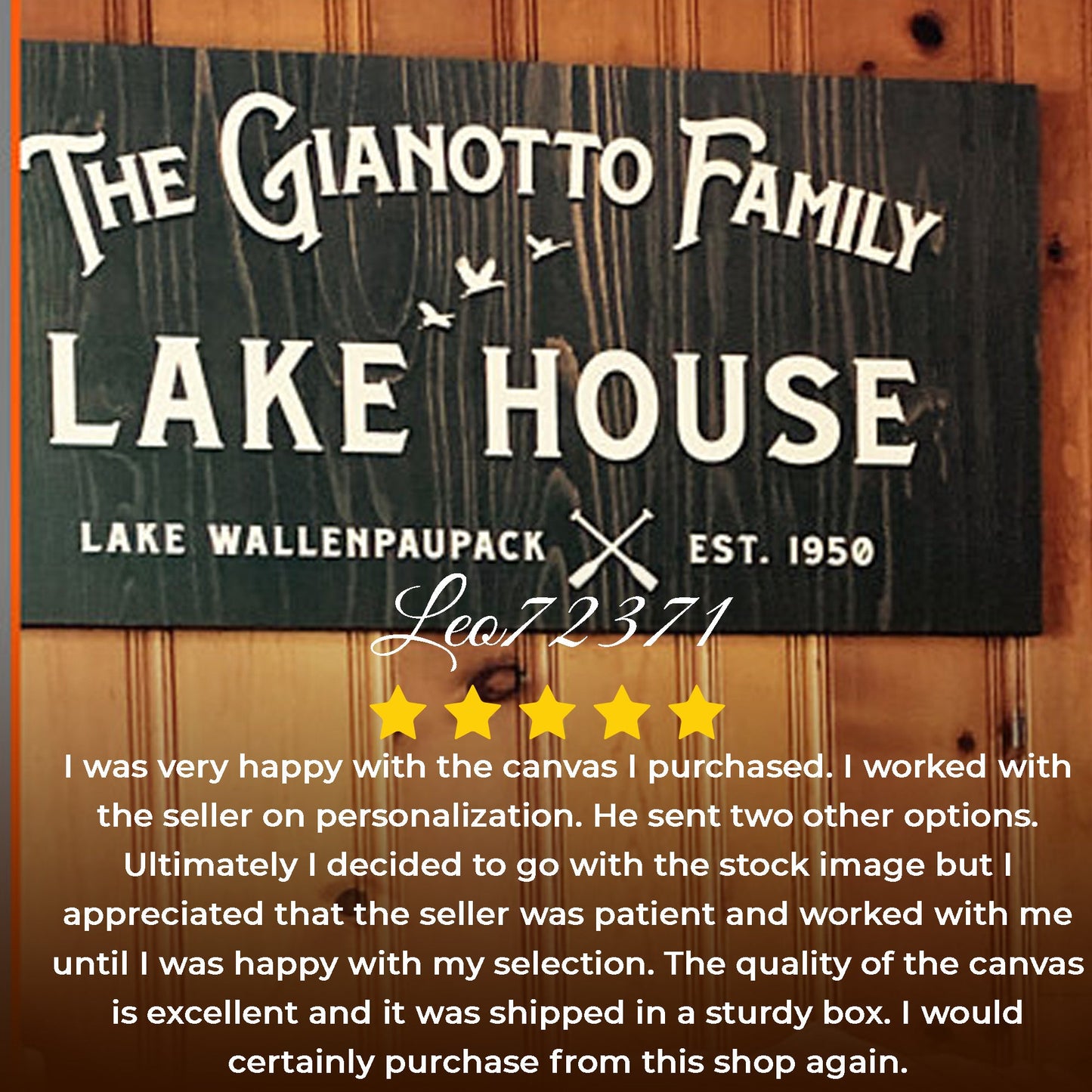 Rustic Family Lake House Canvas Sign