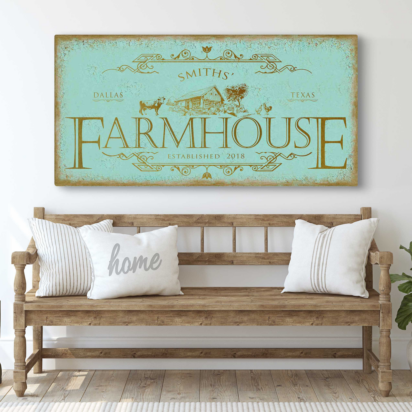 Rustic Farmhouse Sign IV Personalized Canvas Wall Art