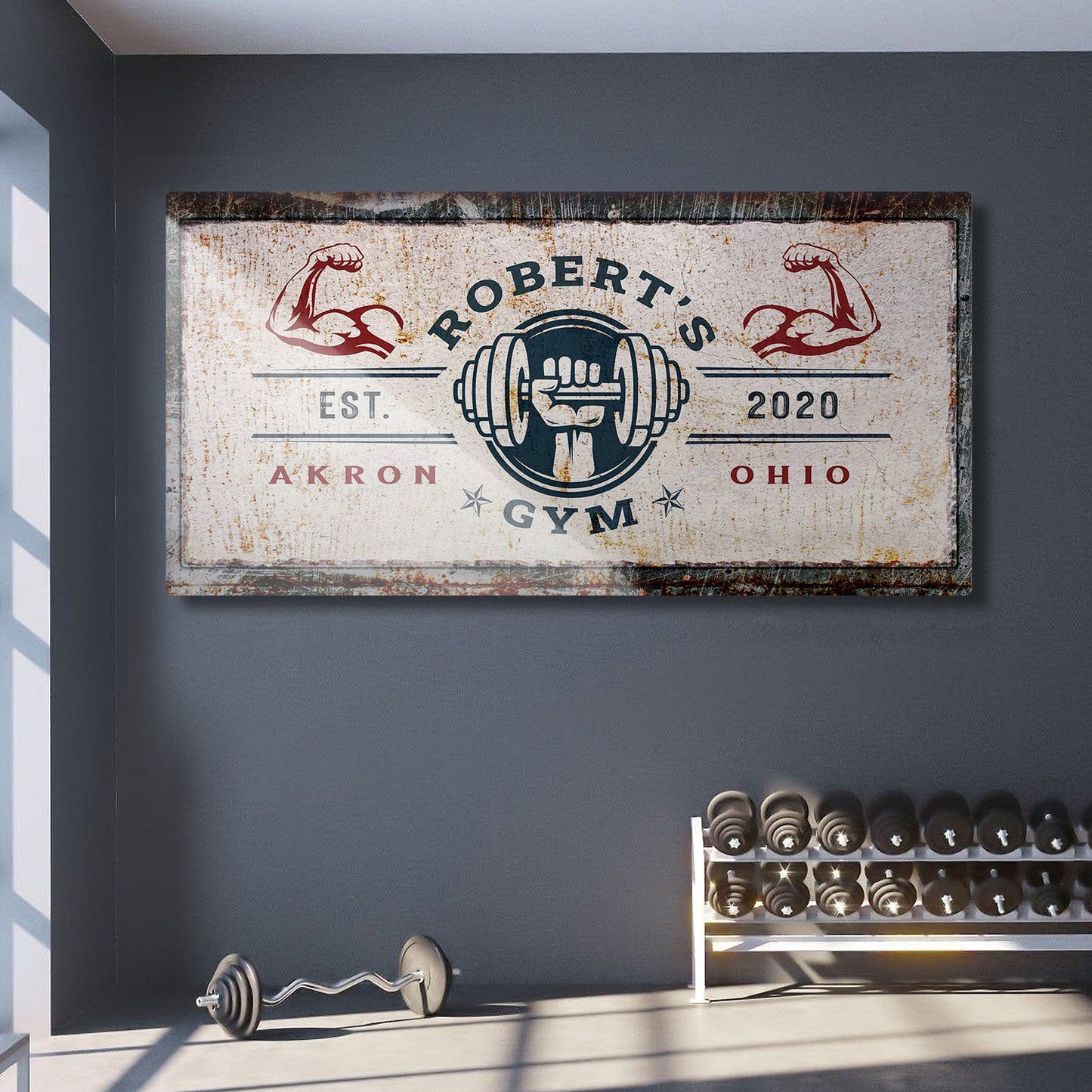 Gym Sign V Personalized Motivational Canvas Wall Art
