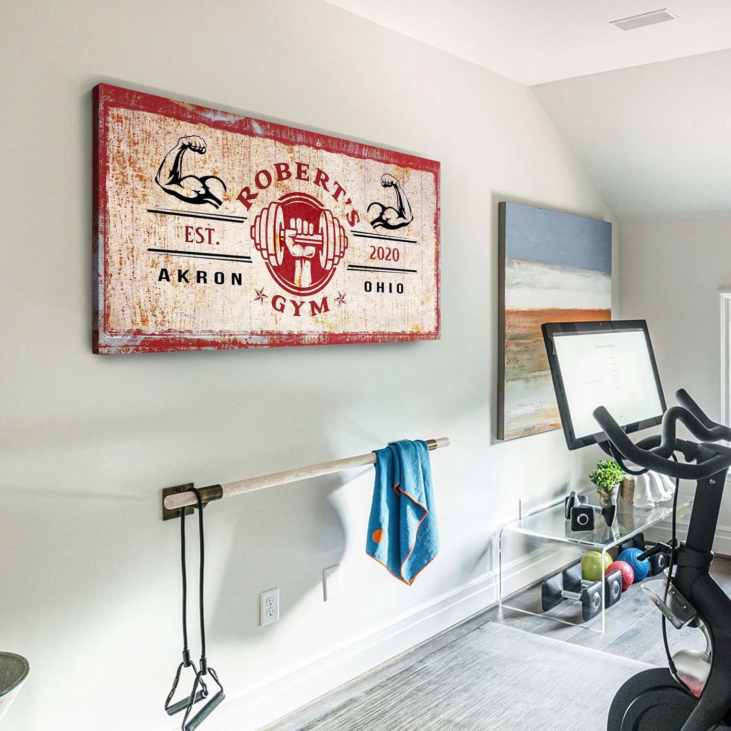 Gym Sign V Personalized Motivational Canvas Wall Art