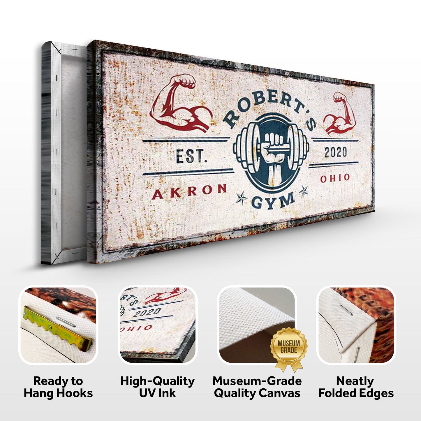 Gym Sign V Personalized Motivational Canvas Wall Art